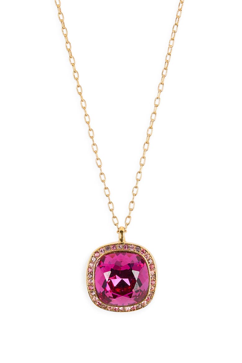 Crystal Halo Pendant Necklace, Main, color, PINK FUSHIA
