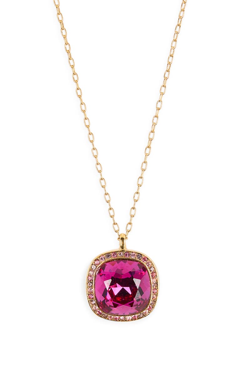 Kenneth Jay Lane Crystal Halo Pendant Necklace, Main, color, Pink Fushia