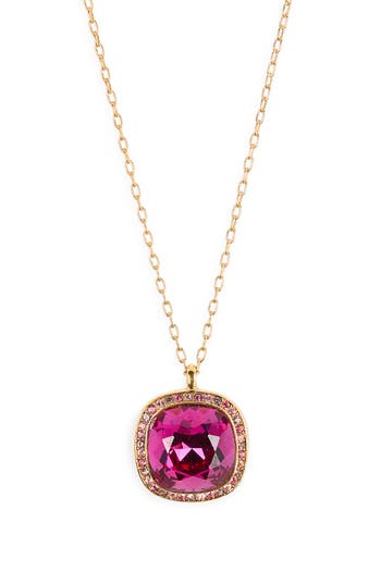Kenneth Jay Lane Crystal Halo Pendant Necklace In Gold