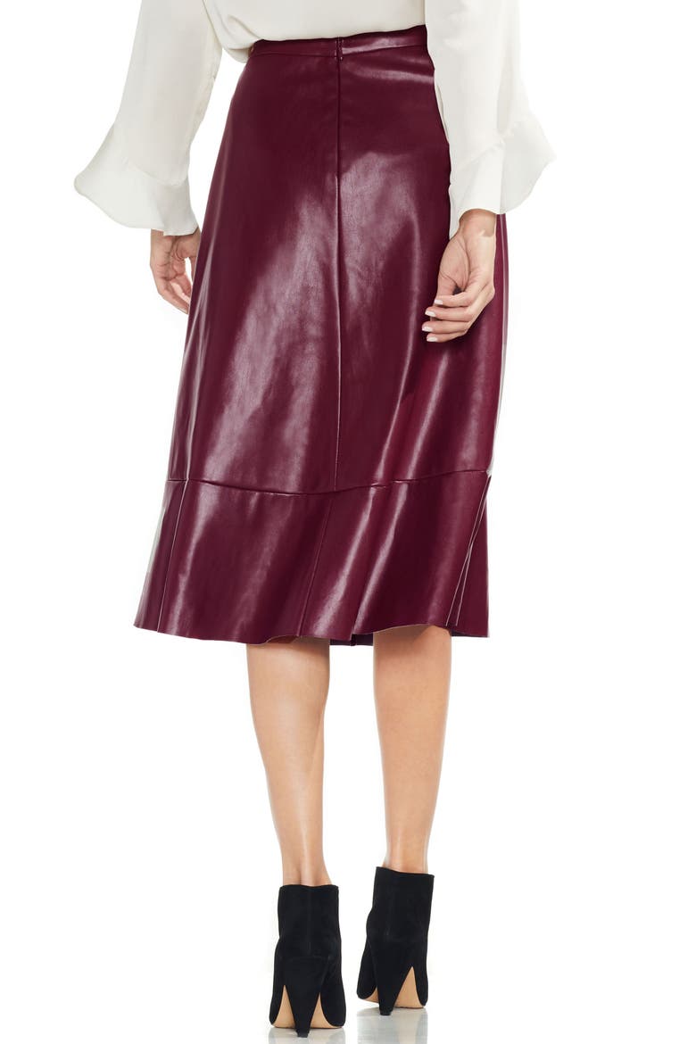 Faux Leather Skirt, Alternate, color, MANOR RED