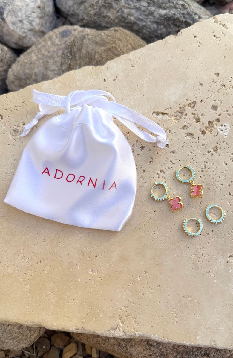 Adornia Set of 2 Clover of Hoop Earrings, Alternate, color, Gold