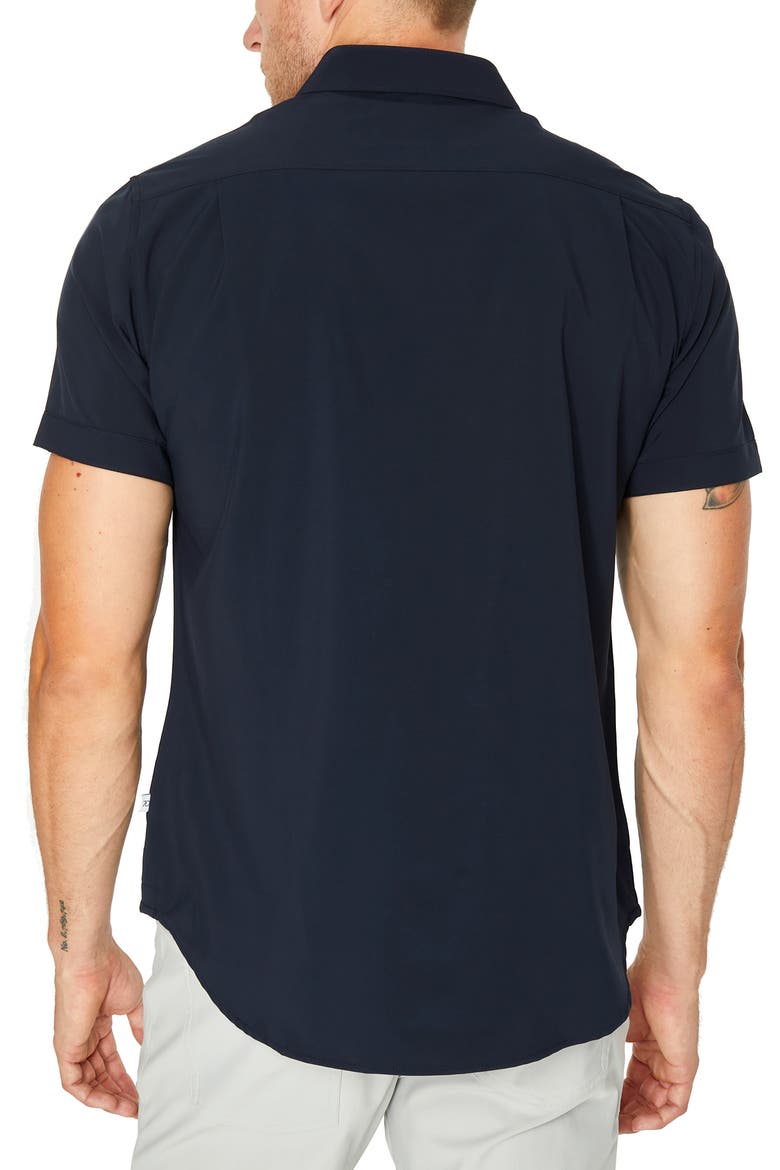 Grant Solid Performance Short Sleeve Button-Up Shirt, Alternate, color, NAVY
