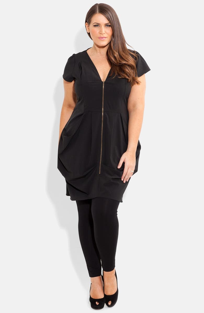 City Chic Front Zip Pleat Tunic, Main, color, 