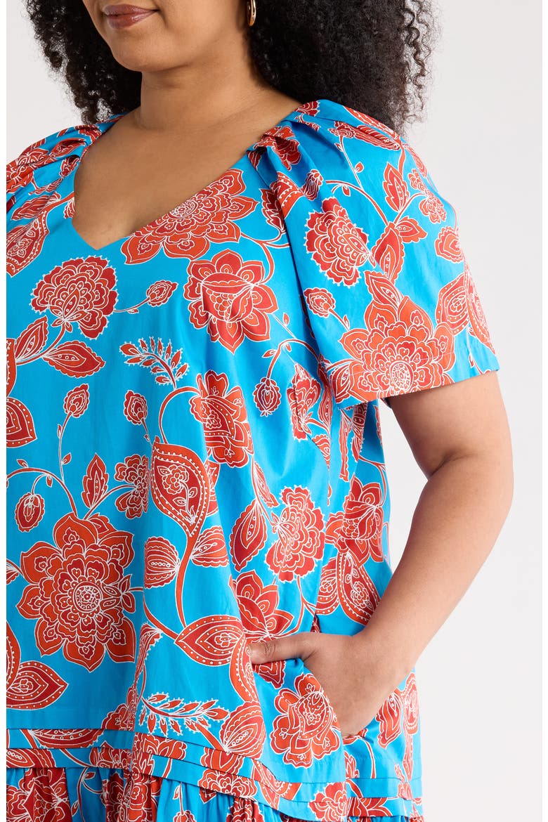 Ripon Floral Seruma Drop Waist Shift Dress, Alternate, color, BLUE-RED-MULTI