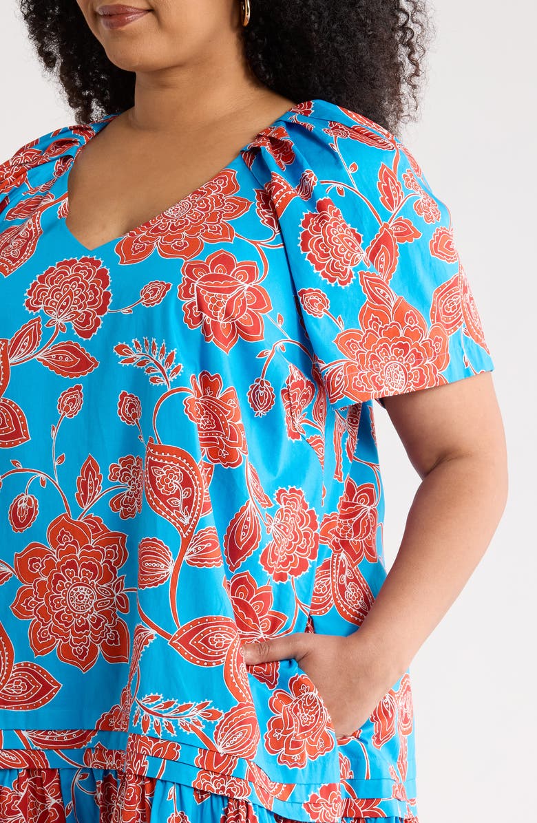 SUGARLIPS Ripon Floral Seruma Drop Waist Shift Dress, Alternate, color, Blue-Red-Multi