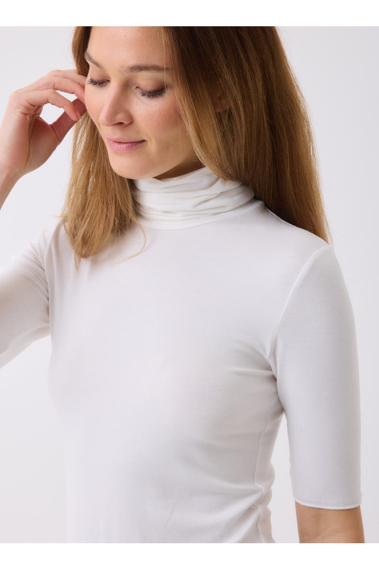 Soft Touch Elbow Sleeve Turtleneck, Alternate, color, BLANC