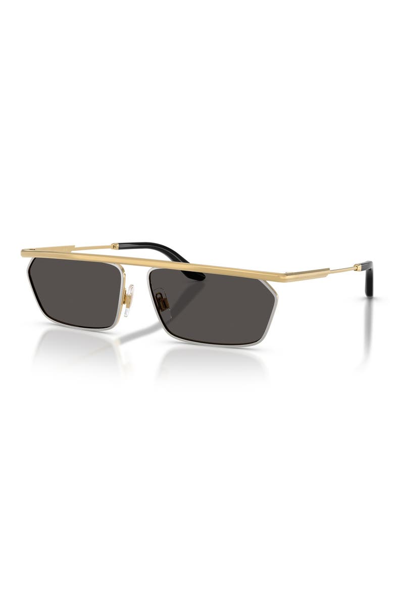 60mm Rectangular Sunglasses, Alternate, color, GOLD/ SILVER / DARK GREY