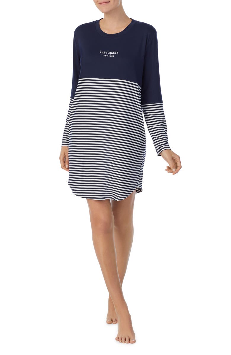 Kate Spade New York stripe colorblock nightgown, Main, color, 