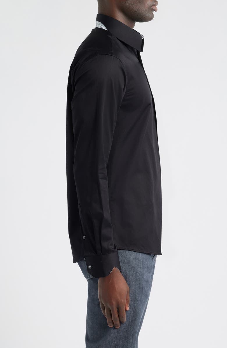 Siragusa Printed Silk Trim Dress Shirt, Alternate, color, Black