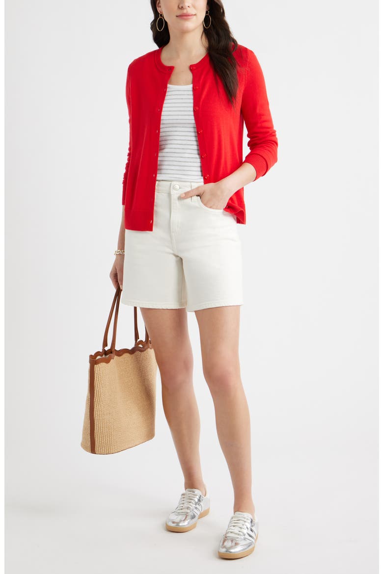 Merino Wool Blend Cardigan, Alternate, color, RED RADISH