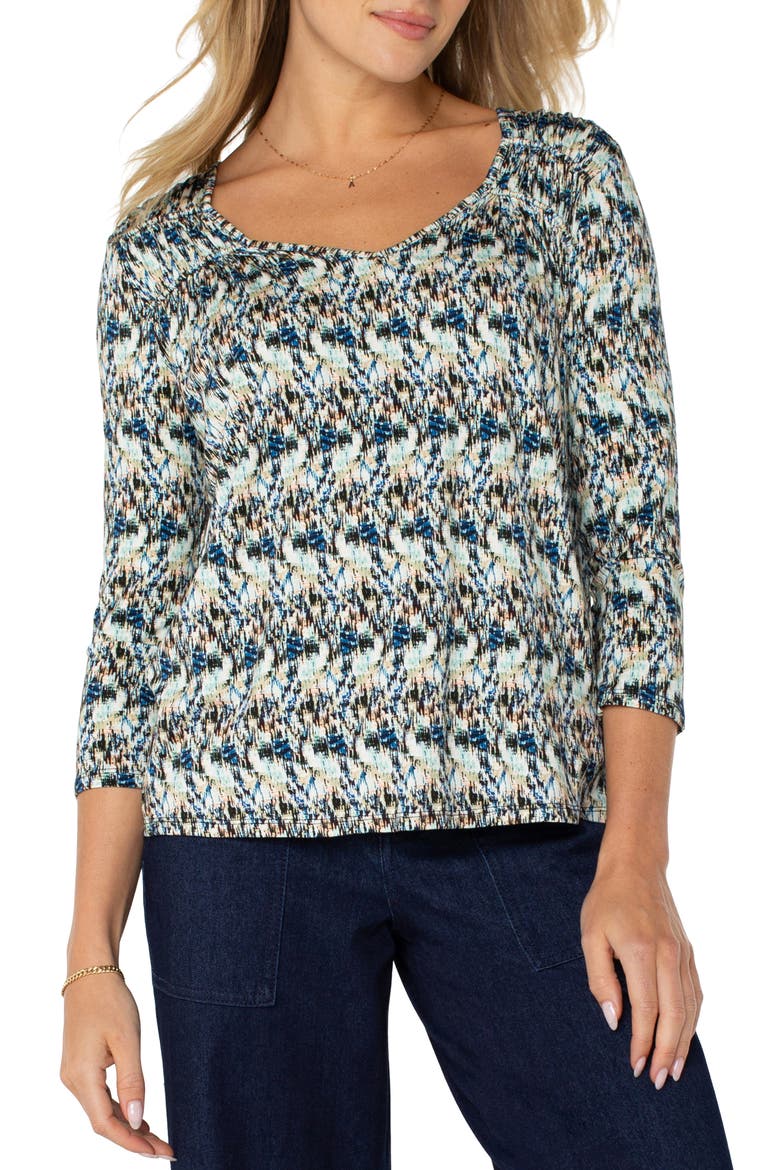 Abstract Print Jersey Top, Alternate, color, BLUE MULTI TEXTRE