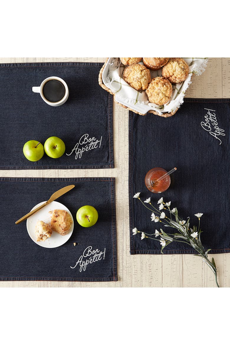 Bon Appetit Denim Embroidered Placemat Set/4, Alternate, color, Bon Appetit