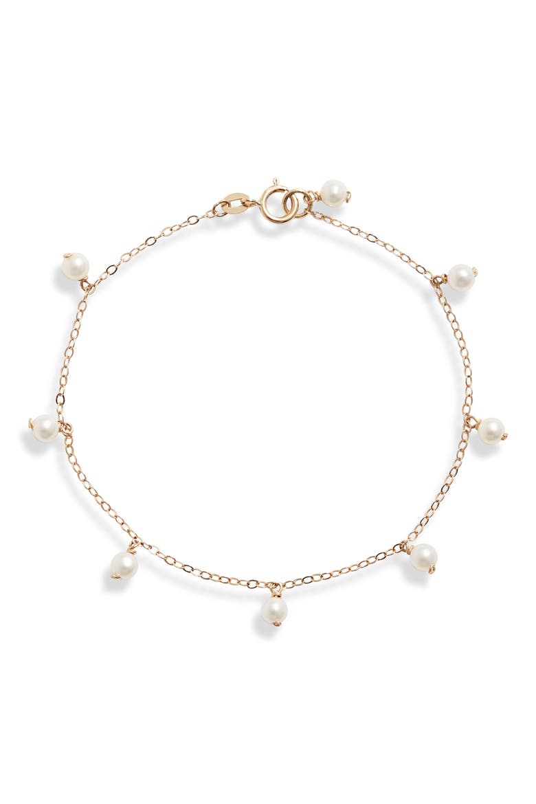 Pearl Station Bracelet, Main, color, YELLOW GOLD/ PEARL