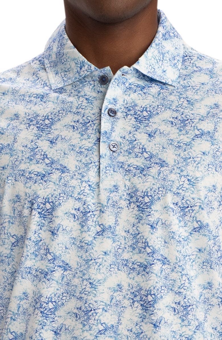 Bugatchi Men's OoohCotton<sup>®</sup> Tech Print Polo, Alternate, color, Aqua