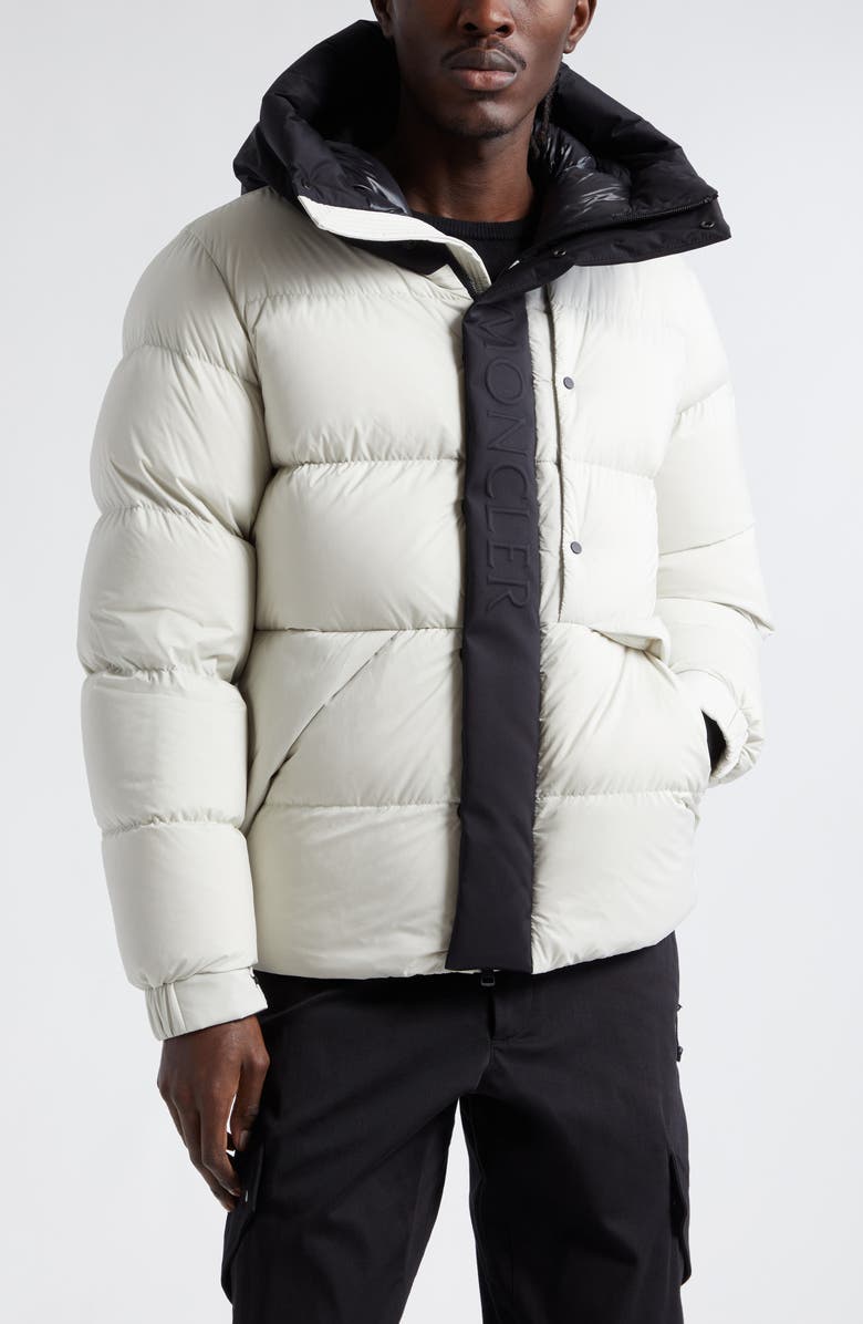 Moncler Madeira Colorblock Hooded Short Down Puffer Jacket, Main, color, 