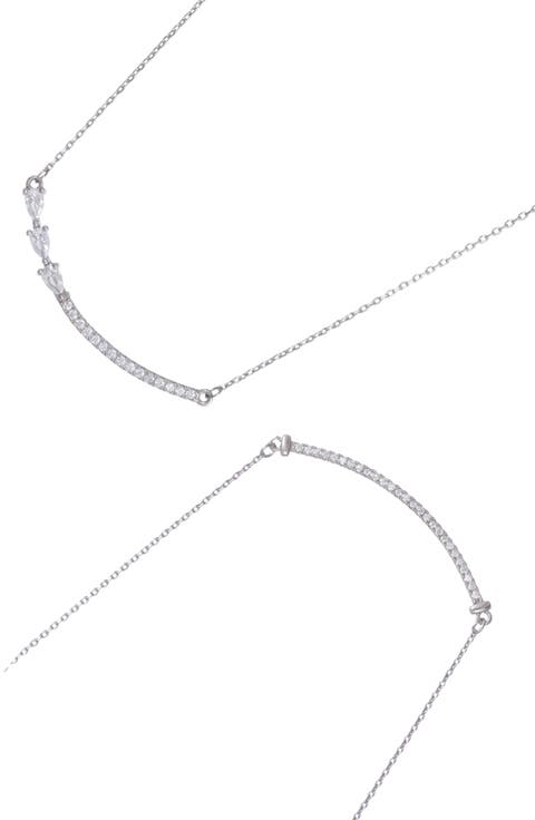 Set of 2 Crystal Curved Bar Necklaces