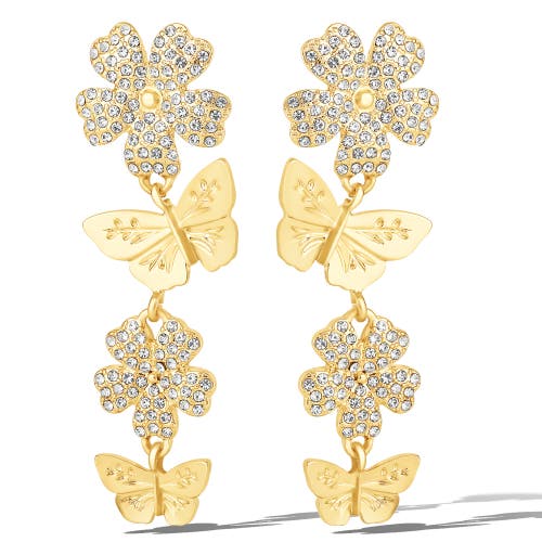 Jessica Simpson Vertical Butterfly Drop Earrings In Gold