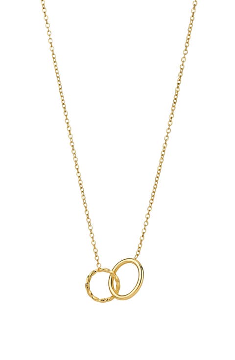 18k Gold Plated Interlocking Ring Pendant Necklace
