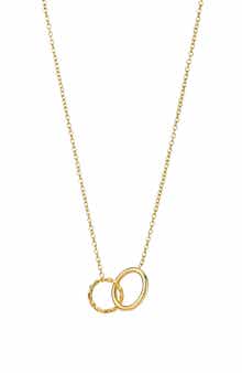 18k Gold Plated Interlocking Ring Pendant Necklace