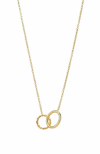 18k Gold Plated Interlocking Ring Pendant Necklace