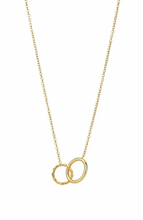 18k Gold Plated Interlocking Ring Pendant Necklace