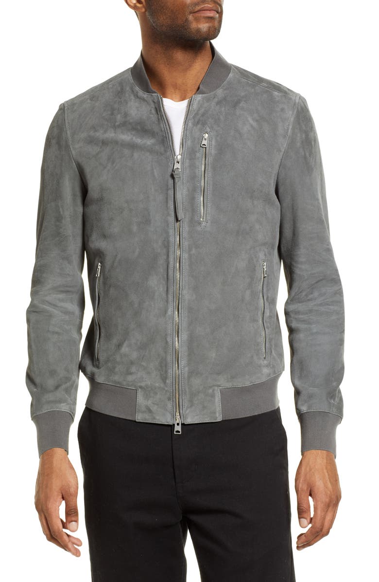AllSaints Kemble Leather Bomber Jacket, Alternate, color, 