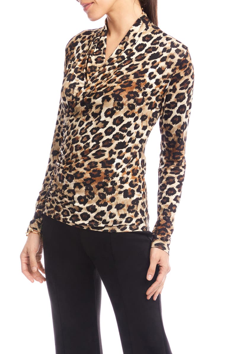 Karen Kane Wrap Front Ruched Top, Alternate, color, Leopard