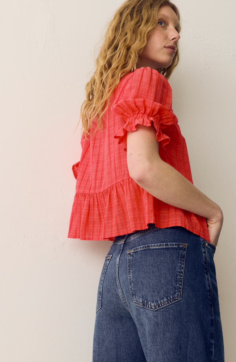 PER UNA BY M&S Embroidered Tie Front Top, Alternate, color, Bright Orange