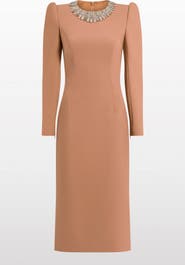 Jenny Packham Cora Long-Sleeve Midi Dress