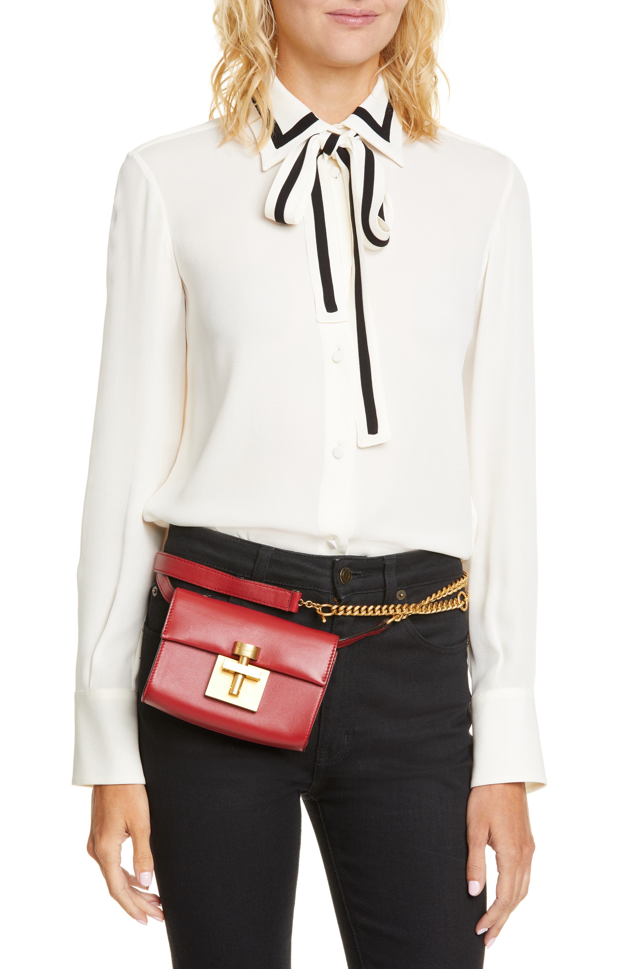 Oscar de la Renta Alibi Leather Belt Bag, Alternate, color, 