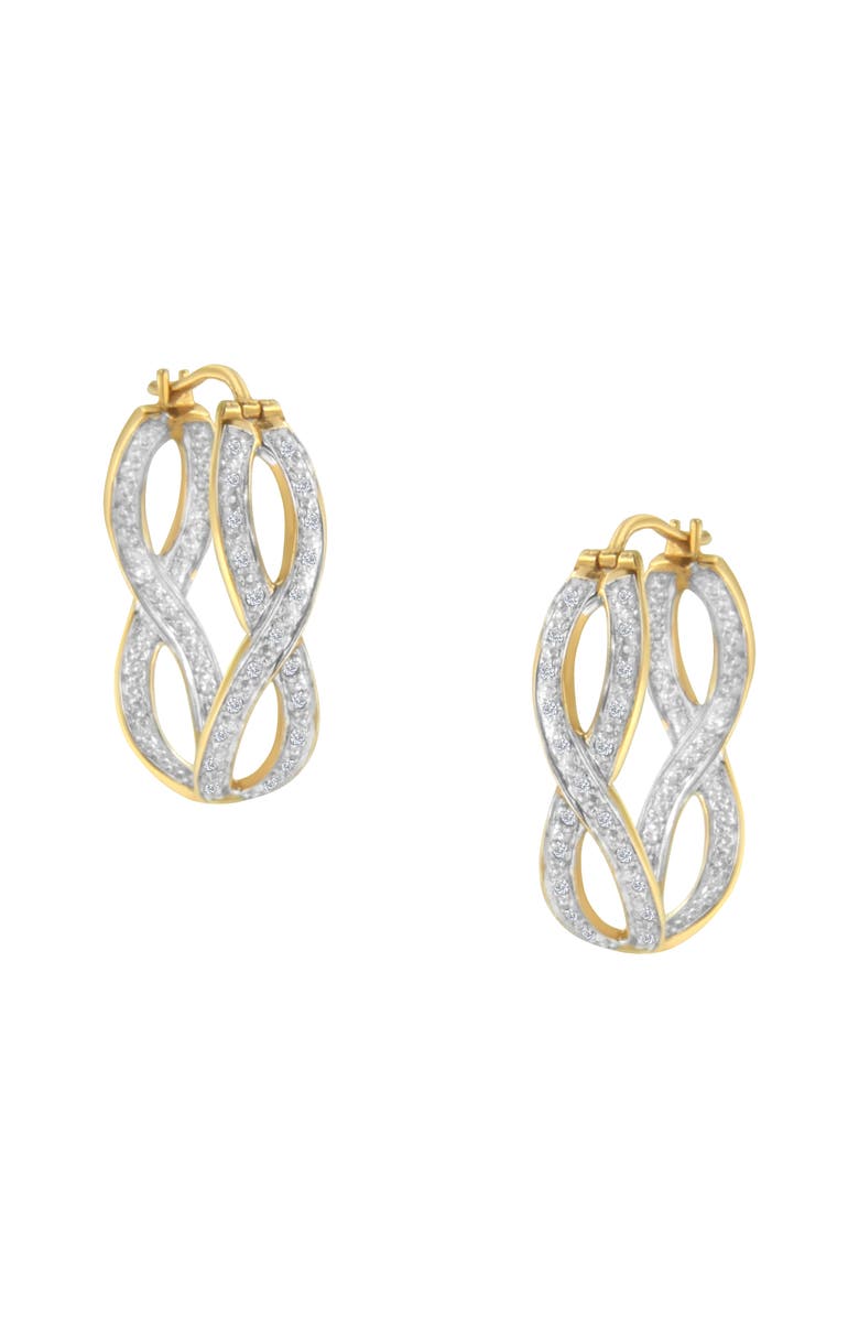 Haus of Brilliance 10K Yellow and White Gold 1/4 Ct Diamond Double Infinity Hoop Earrings, Main, color, Yellow