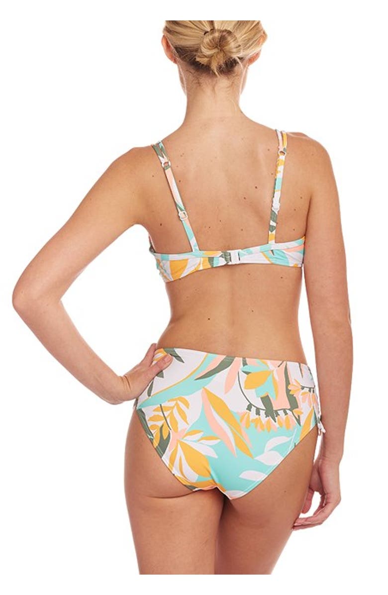 LASCANA Pattern Mid Rise Bikini Bottom, Alternate, color, Yellow & White