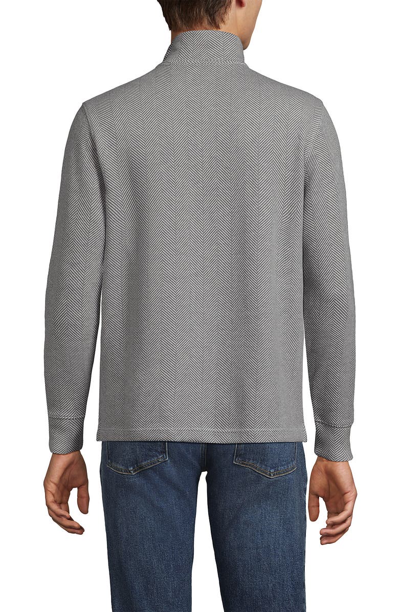 Lands' End Bedford Rib Casual Quarter Zip Sweater, Alternate, color, Charcoal Heather Herringbone