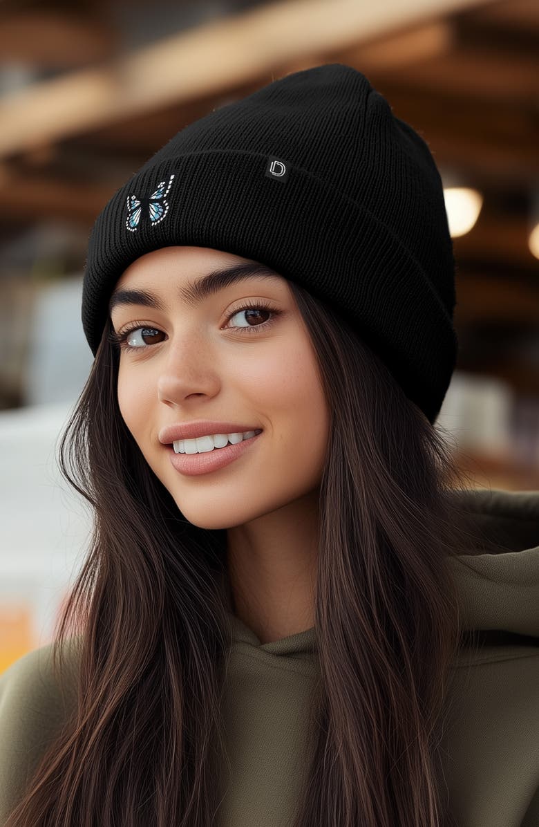 Dalix Butterfly Beanie, Alternate, color, Black