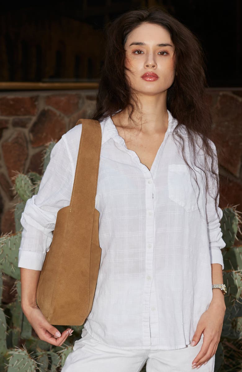 Ezra Arthur Phoebe Leather Hobo Nubuck Suede Shoulder Bag, Alternate, color, Sand