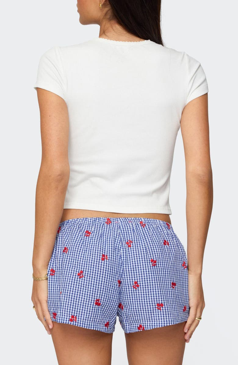 EDIKTED Solina Rib Button Front Crop Top, Alternate, color, White