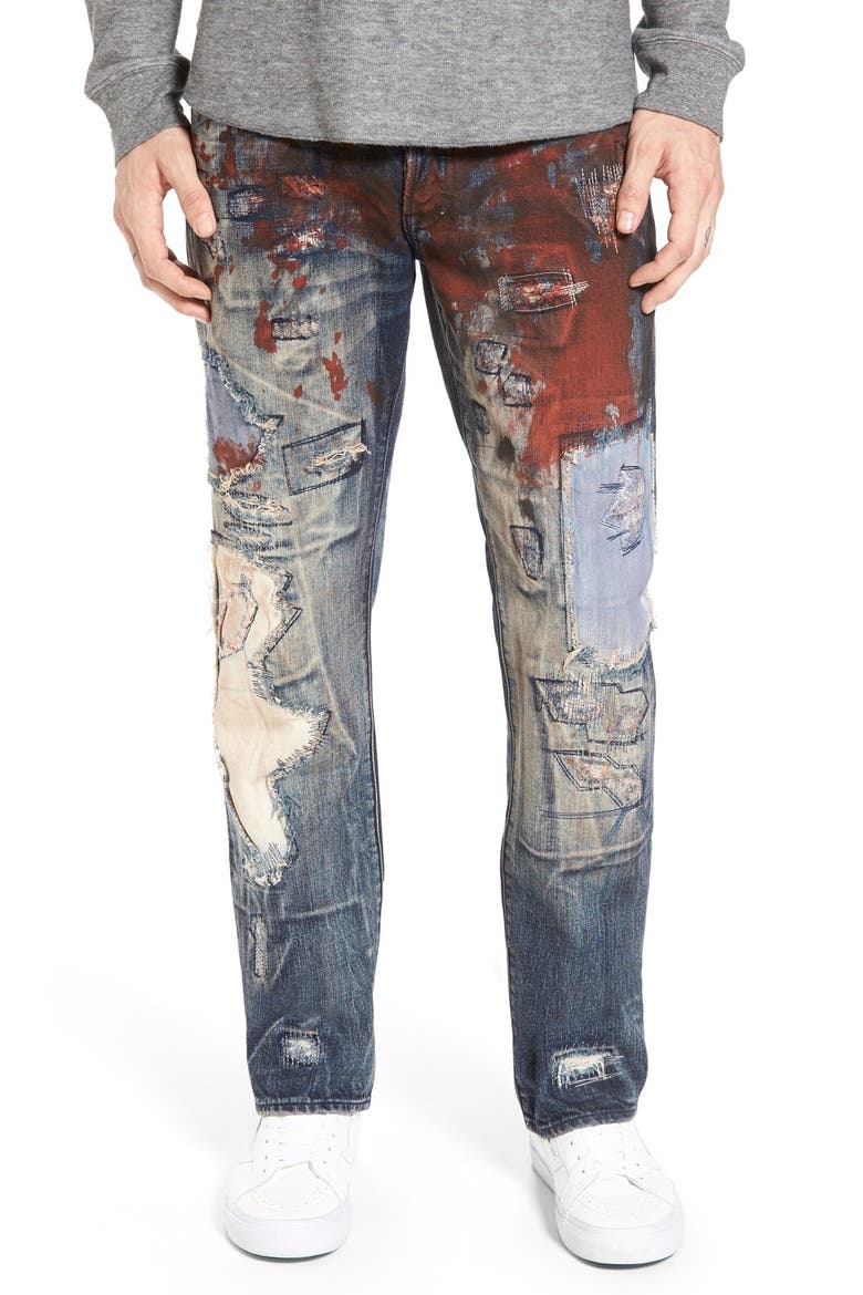 'Barracuda' Destroyed Straight Leg Jeans, Main, color, INDIGO