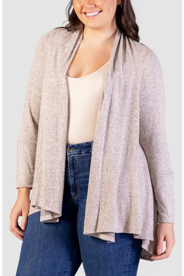Open Front Waterfall Cardigan, Alternate, color, OATMEAL