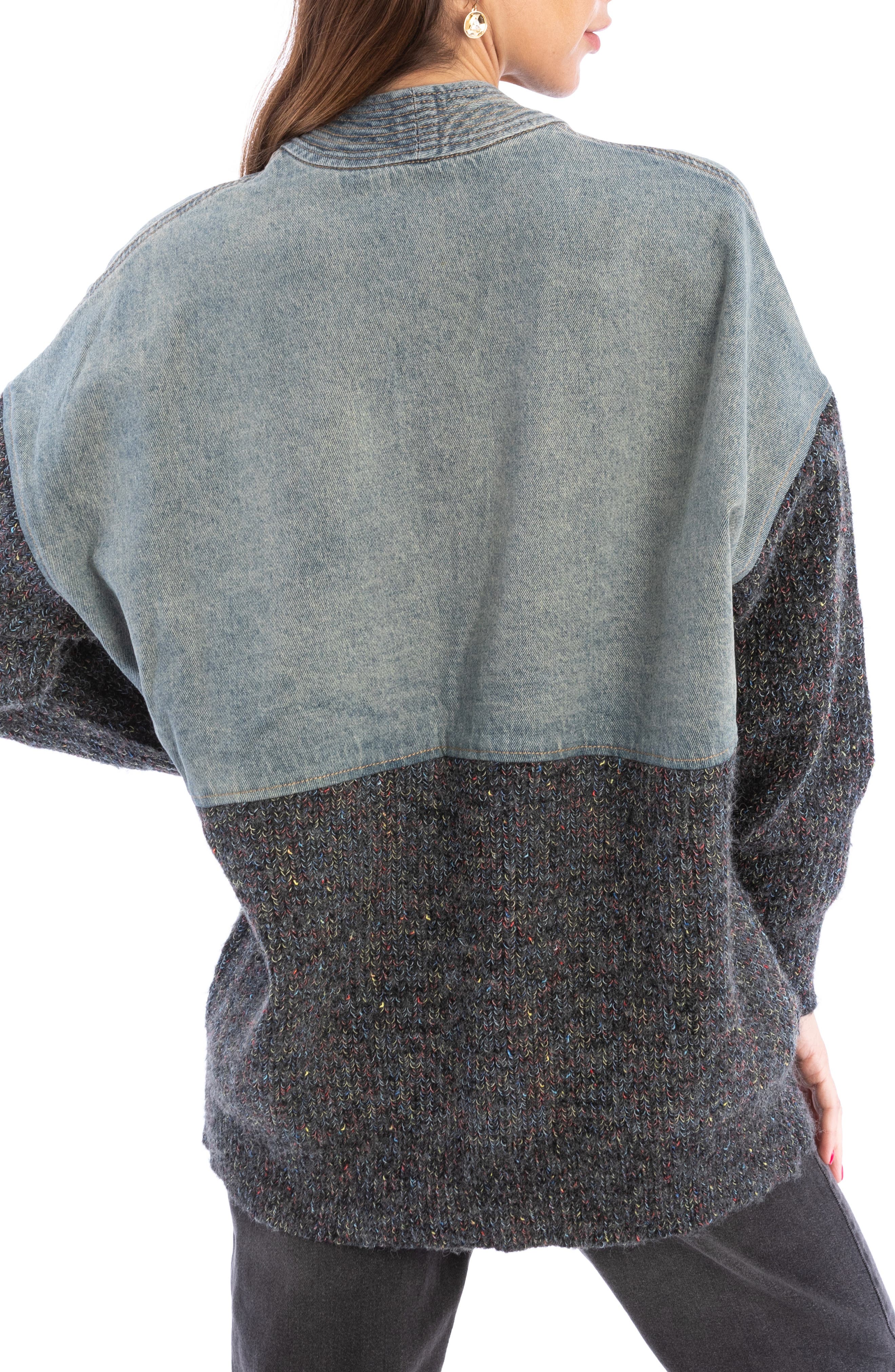 Mixed Media Denim Cardigan - image 2
