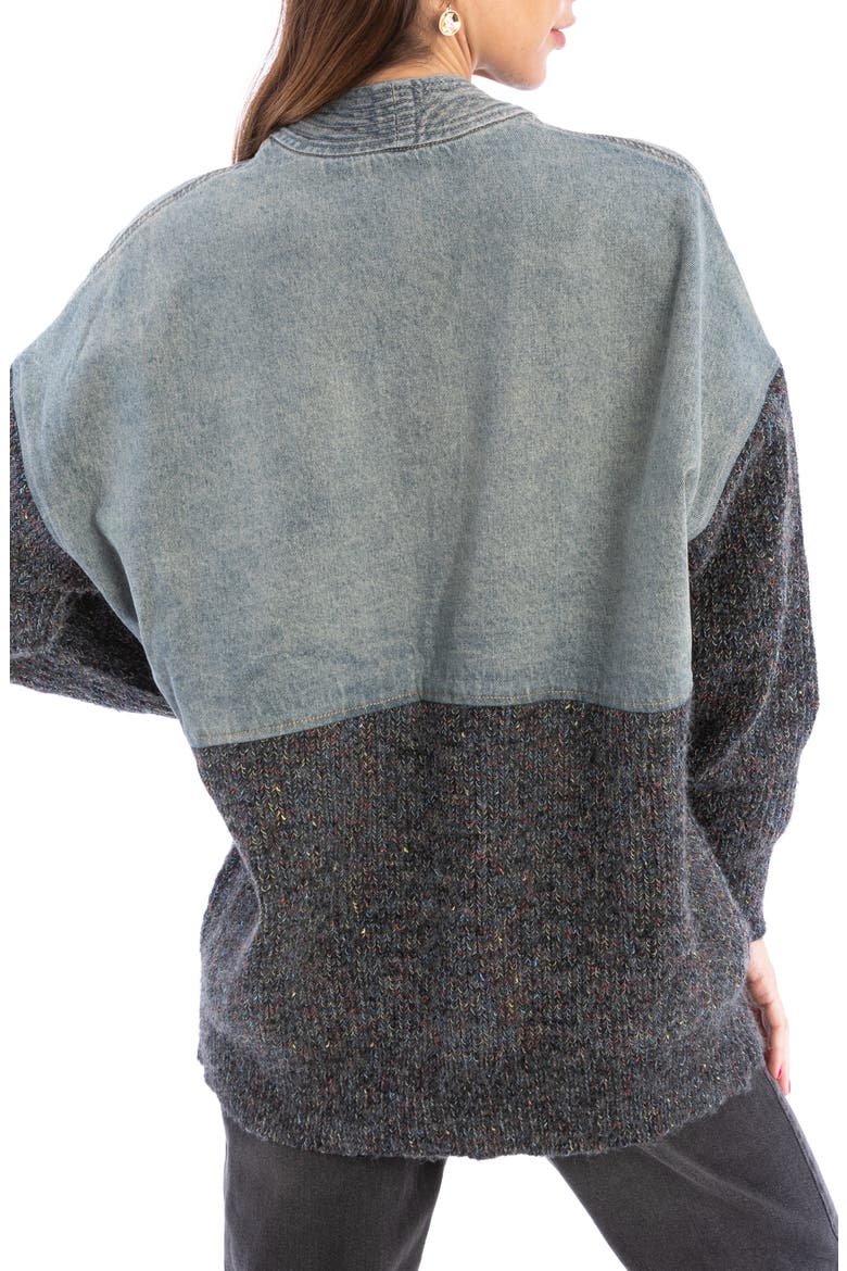 Mixed Media Denim Cardigan, Alternate, color, BLUE