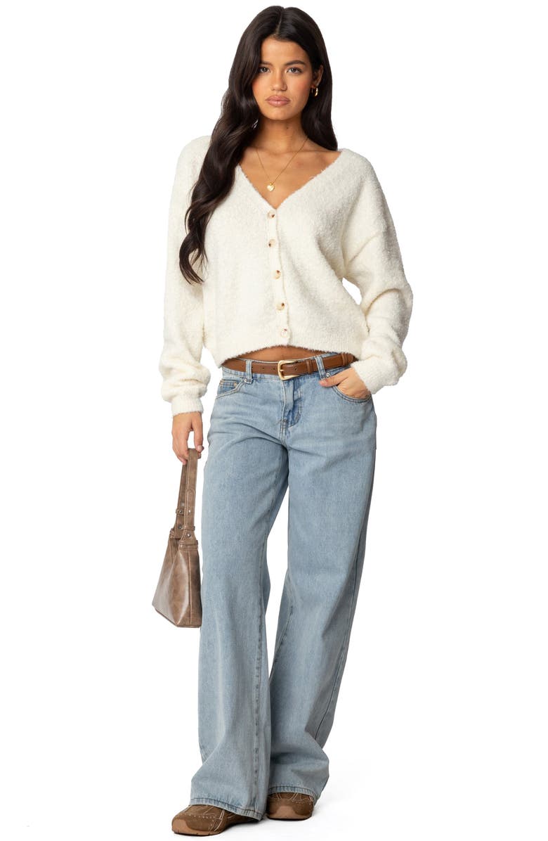 EDIKTED Jade Crop Cardigan, Alternate, color, Cream