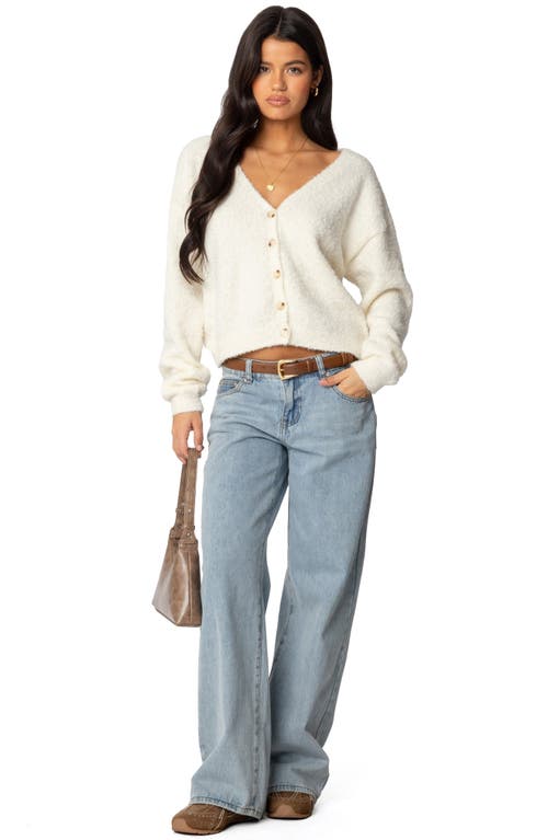 Shop Edikted Jade Crop Cardigan In Cream