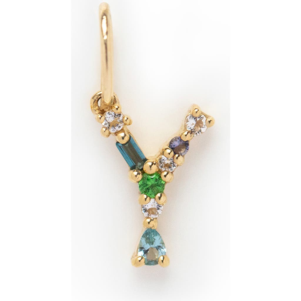 Local Eclectic Semiprecious Stone Initial Charm In Gold
