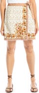 MAX STUDIO Embroidered Border Print Wrap Miniskirt