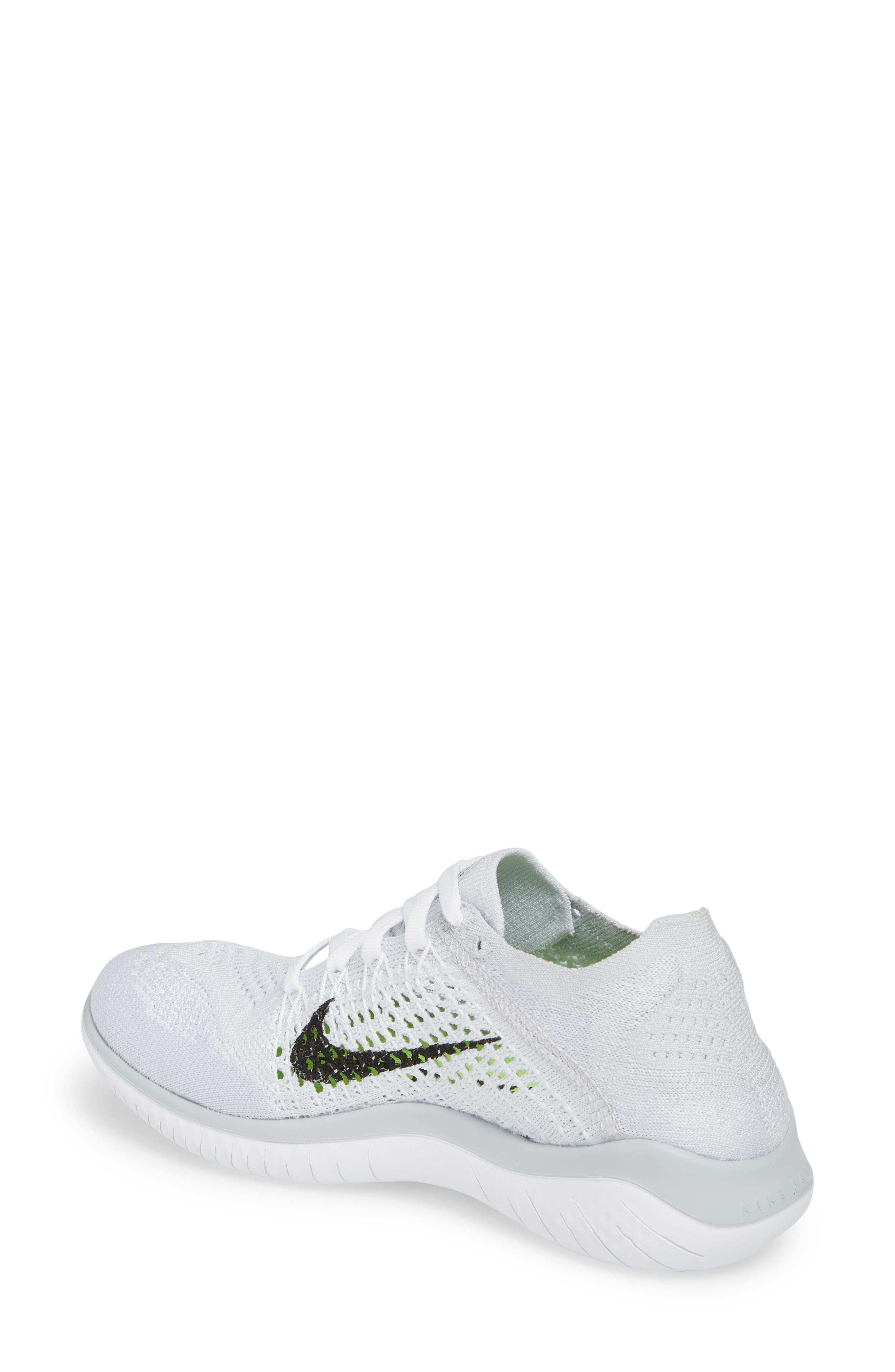 Free RN Flyknit 2018 Running Shoe, Alternate, color, WHITE/ BLACK/ PURE PLATINUM