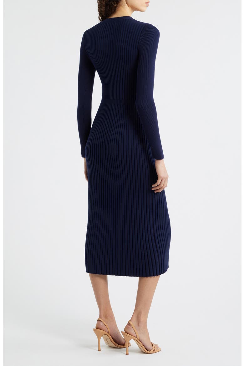 The Monroe Long Sleeve Rib Midi Sweater Dress, Alternate, color, NAVY