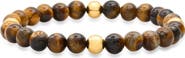 STEELTIME Men's Stainless Steel & Tiger's Eye Bead Bracelet