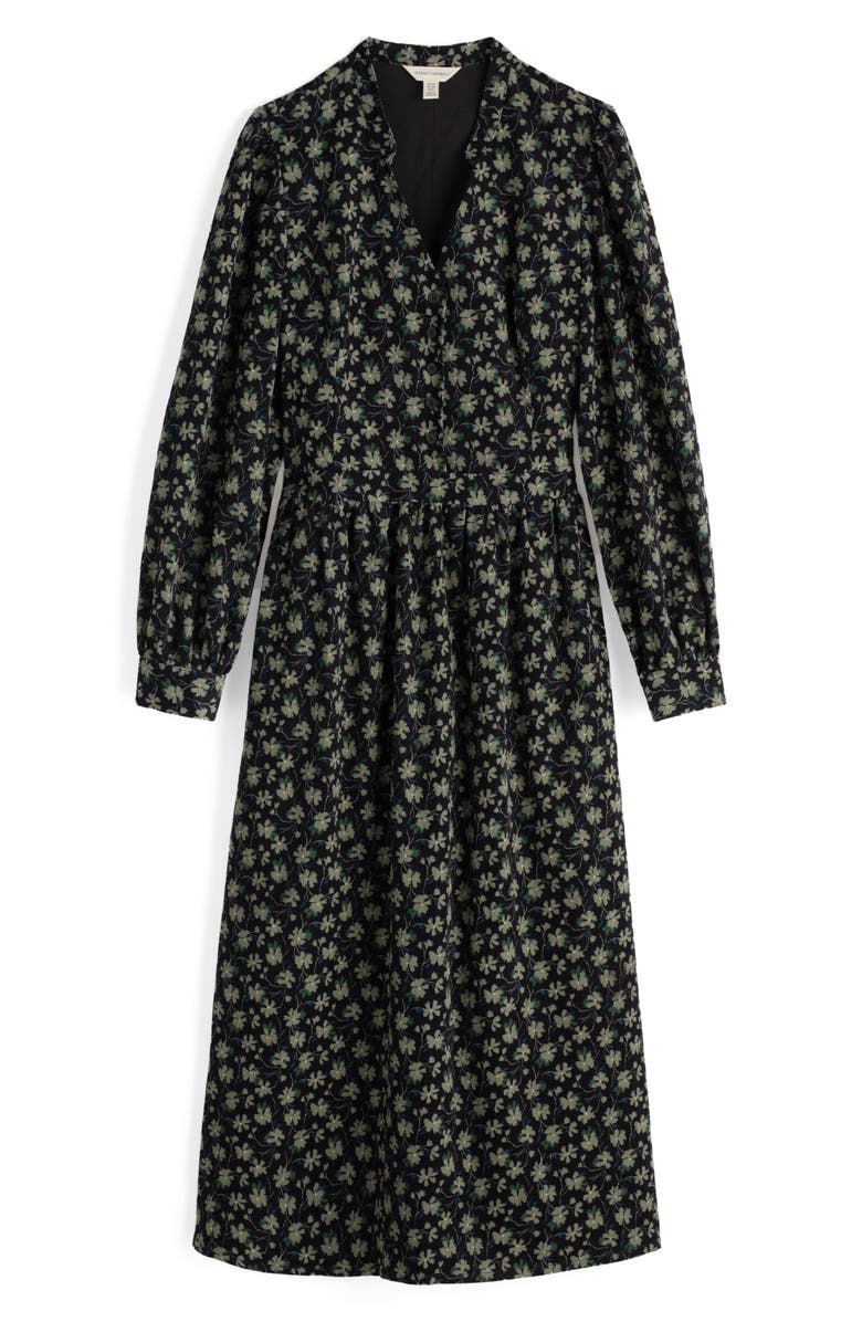 Seasalt Cornwall Rose Cottage Floral Long Sleeve Corduroy Midi Dress, Alternate, color, Smudge Floral Onyx