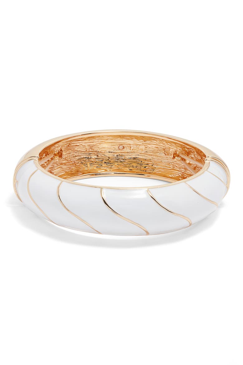 Enamel Stretch Bangle, Main, color, WHITE- GOLD