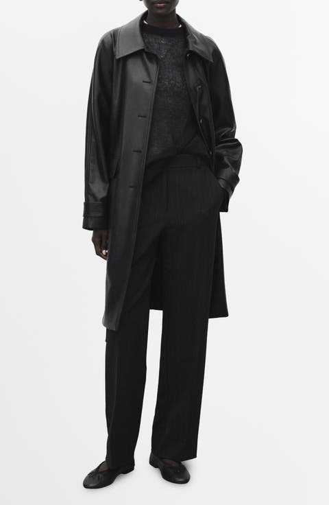 Longline Faux Leather Coat